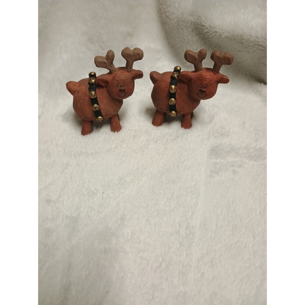 Set Of Two Reindeer With Bells